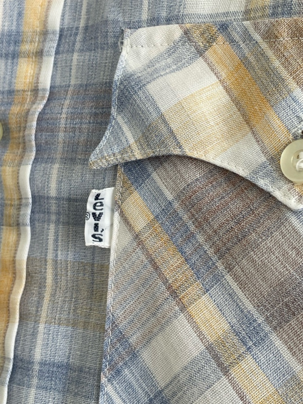 Vintage Levi’s Plaid Short Sleeve Button Down Shirt Men’s Medium Lightweight - Picture 4 of 6